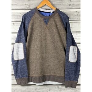 Robert Graham Sweater Sweatshirt Mens XXL/XL Brown Crewneck Elbow Patches